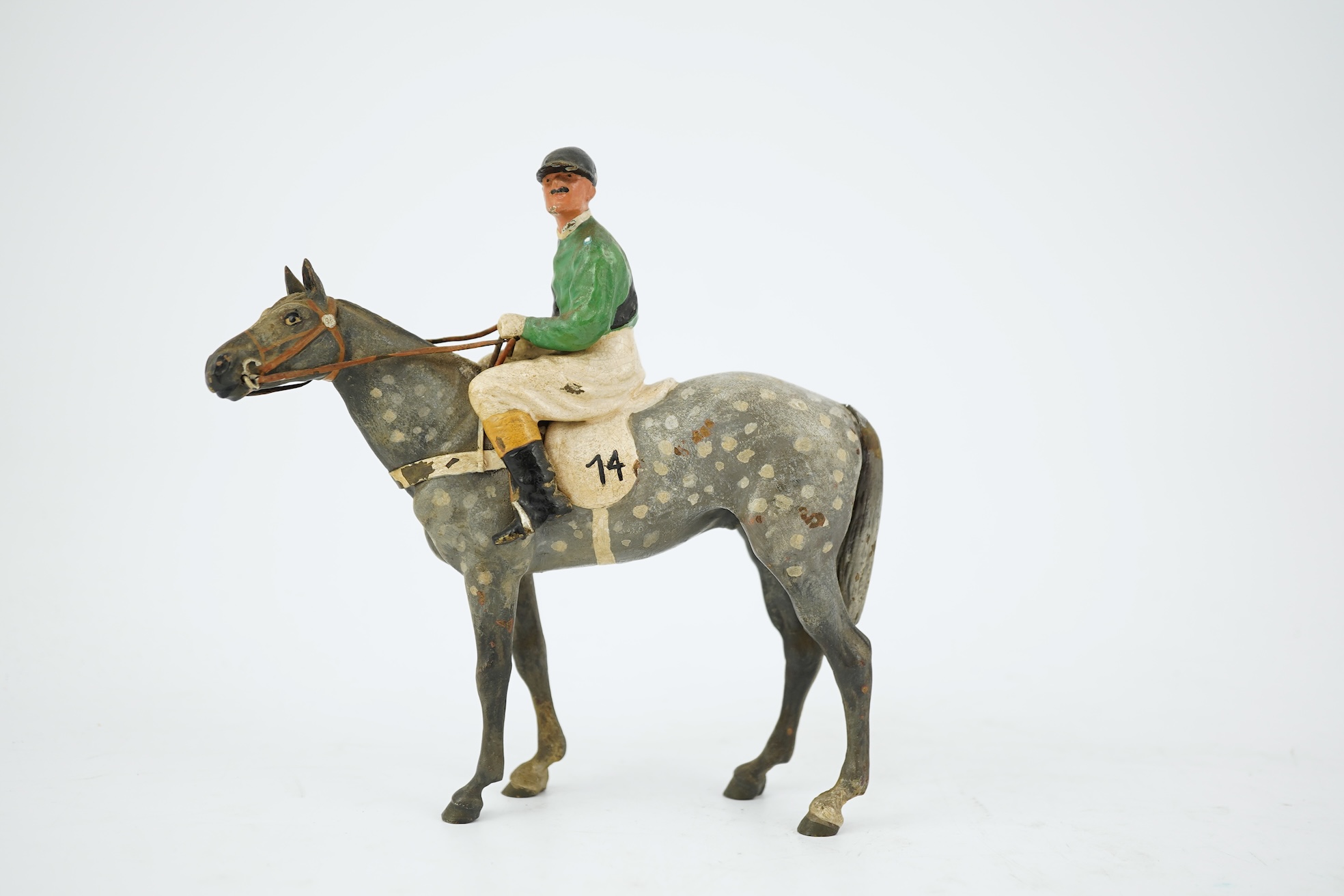 Two Austrian cold-painted bronze figures groups of jockeys on racehorses, early 20th century